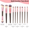Makeup Brush Sets, 10 Pcs Double-Ended Foundation Brushes with Angled/Round