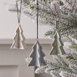 Lights4fun Set of 3 Christmas Tree Baubles Hanging Decorations Ceramic Ornaments 6cm