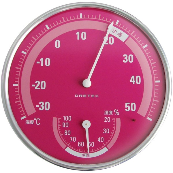 ドリテック アナログ 温湿度計 ピンク O-310PK