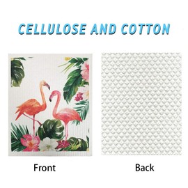 UMOYIT Swedish Dishcloth Reusable Kitchen Dish Towels Absorben and Fast Dry Cleaning Cloths Set of 4 No Odor Wipes (Flamingo)