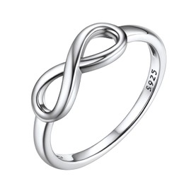 Bestyle Simple Infinity Heart Promise Rings for Her Sterling Silver BFF Friendship./Sister Ring, Nice Cute Knot Rings Perfect for Every Day Wear, Size 11