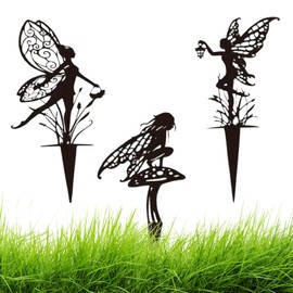 YcsRnn 3 Pcs Flower Fairies, Garden Ornaments Outdoor, Garden Ornaments, Metal Flower Fairy, Suitable For Courtyards, Flower Beds, Lawns