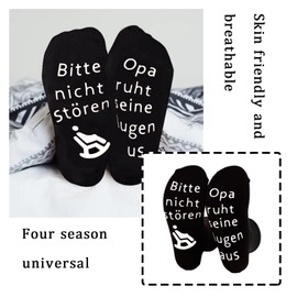 HJDJBD Vatertagsgeschenk Opa,Lustige Opa Geschenk Socken,Socken mit Spruch Bitte nicht Storen Opa ruht Seine Augen aus,Geburtstag Geschenk Mann Rentner Papa socken,Vater Geschenkideen Weihnachten