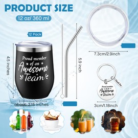 Dandat Employee Appreciation Gifts Team Gifts Thank You Gifts Stainless Steel Travel Tumbler with Straw and Keychain Inspirational Gifts for Coworkers Teacher Women Men(Black, 12 Pack)