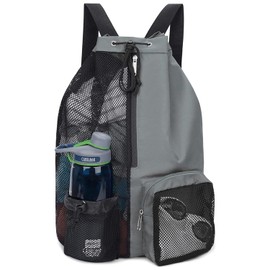 Mochila Deportiva con Cordón,Mochila de Cordón,Bolsas de Cuerdas,Mochila de Baloncesto con Compartimento Exterior,Para Natación,Fitness,Yoga,Entrenamiento Deportivo（Gris-2）