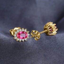 JewelryPalace Princess Diana Kate Middleton Gemstone Amethyst Citrine Garnet Peridot Topaz Sapphire Ruby Emerald Stud Earrings Silver 925 Women's Jewellery Set Women Earrings Silver Girls Rose Gold