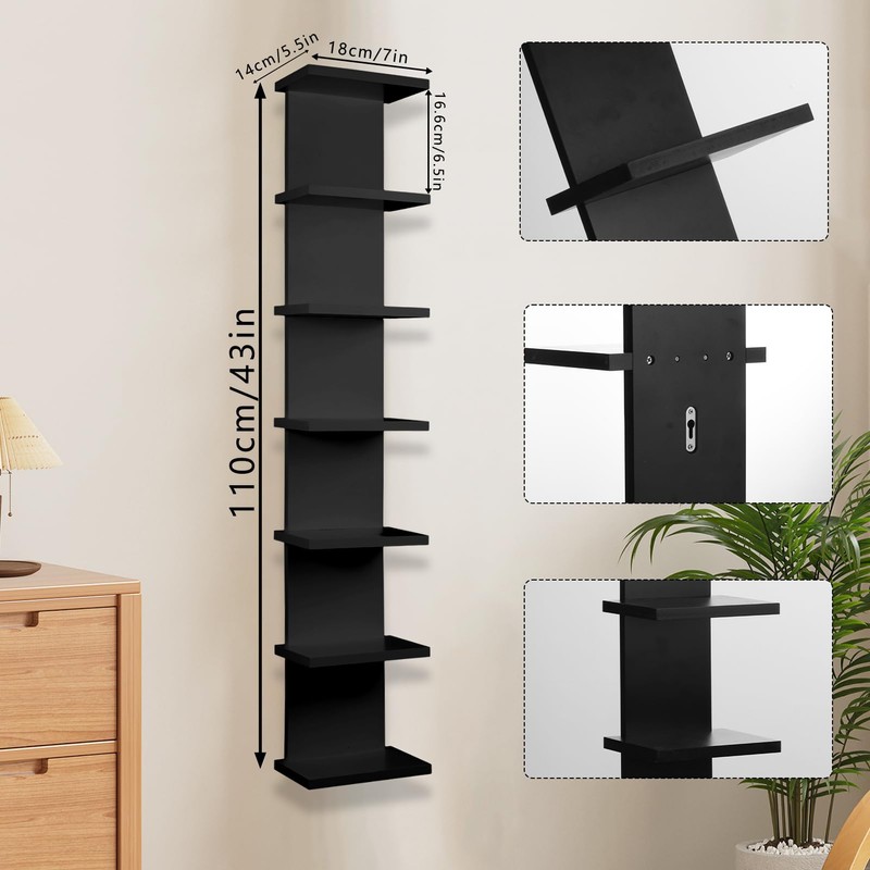 YEXEXINM 7 Tier Wall Shelf Unit - Lack Floating Shelf,