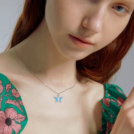 VENACOLY Butterfly Urn Necklace for Ashes 925 Sterling Silver Turquoise Necklace Cremation Jewellery for Ashes for Human Keepsake Memorial Jewellery Gifts for Mum Men, Sterling Silver Metal Sterling