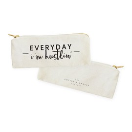 (Everyday I'm Hustlin') - The Cotton & Canvas Co. Everyday I'm Hustlin' Pencil Case, Cosmetic Case and Travel Pouch for Office and Back to School