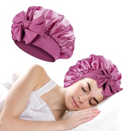 FUKPO Silk Bonnet Sleep Cap for Sleeping Pink Silk Bonnet Sleep Cap Women's Satin Hair Cap for Night Sleep Cap Silk Scarf Hair Protect Curl Hood Sleep Bonet