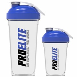 PROELITE PROELITE 700ml + 500ml Protein Shaker Bottle with Transparent Shaker Bottle with Stainless Steel Mixing Ball, BPA- and Leakproof Flip On Lid, Odourless, Temperature Safe (Blue, 500ml+700ml)