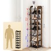 Wooden 8 Tiers Vertical Shoe Rack with Hooks