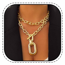 Kesvb Chunky Gold Necklace Layered Punk Thick Choker Necklaces for women