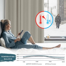 PONY DANCE Pleated Curtains for Bedroom with Hooks Blackout Curtains 54 Inch Drop Thermal Window Curtains for Track Rail Short Curtains & Drapes, W46 X L54, 2 Panels, Natural