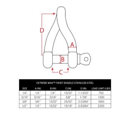 Extreme Max 3006.8222 BoatTector Stainless Steel Twist Shackle - 1/2"