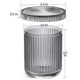 MKOSAB MKOSAB 2 Pack Qtip Holder - Apothecary Jars with Lids, Bathroom Organizers and Storage Canister for Cotton Balls,Swabs,Floss Picks,Hair Ties,Clear Glass Vintage Bathroom Decor Jar Set (Gray)