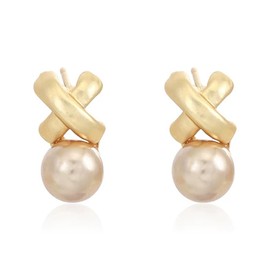 XFSRG Elegante Damen Ohrringe Gold mit Perlen Schmuck für Hochzeit Vintage Stil