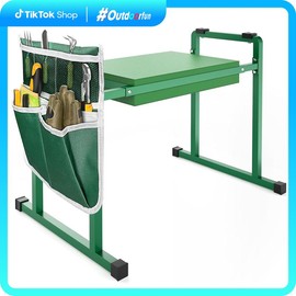 [outdoorfun] 10.2" Wider Garden Kneeler and Seat, Heavy Duty Thick Gardening Bench for Kneeling and Workingseats - Garden Tools with Bags for Women, Grandparents, Gardeners, Mom & Dad outdoorfun:_Green