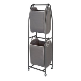 2 Tier Laundry Sorter by Neatfreak! - Laundry Hamper With Wheels & 2 x Laundry Basket Tote Bags For Dirty Clothes, Towels, Blankets, Bathroom Storage & Laundry Room Organization