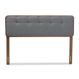 Baxton Studio Palina Mid-Century Wood Tufted Full Headboard in Dark Gray