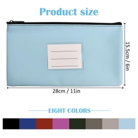Pack of 8 Wallets, 8 Colour Document Folder, A5 PU Bank Pockets, Money Folder with Zip Window, Money Bag, Leather Document Bag, Bank Folder for School Business