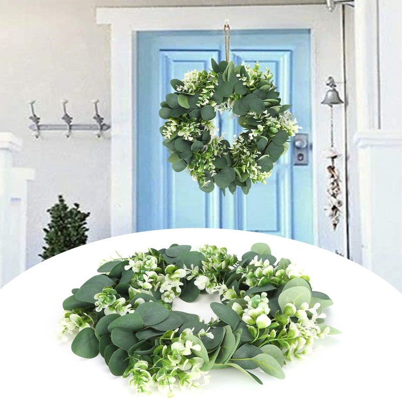 Home Hanging Artificial Plants Wreath Green Leaf Wreath Decoration for