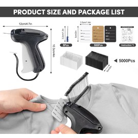 ilauke Labelling Gun Staple Gun Labelling Machine, Brand Tags Label Tagging Gun with 5 Replacement Needles + 5000 Staple Threads + 500 Tags + Instructions (English language not guaranteed), for