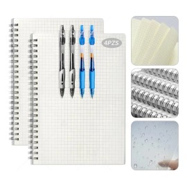 WIKNICES 4pzs Cuaderno Profesional Escolares 80Hojas Y 4 Bolígrafos Láminas Gruesas De Alta Calidad Cubierta De Pp Esmerilado Livianas Y Portátiles Gi
