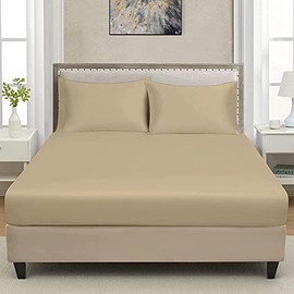 Extra Deep Luxuary Fitted Sheet 25cm Mattress Sheets 50% Cotton 50% Polyester By JRI® (Single, Mocha)