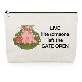 Gevody Pig Gifts for Women Farm Floral Pigs Makeup Bag Animal Lover Gift for Her Pig Lovers Cosmetic Bag Graduation Christmas Birthday Presents for Best Friend Daughter Sister Friendship Travel Pouch