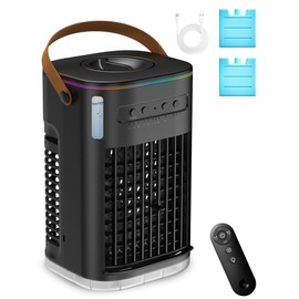 Small Air Conditioner Portable Ac Unit, Evaporative Air Cooler With 2Ice Packs & 1.2L Water Tank, Personal Air Cooler with Remote, Powered by USB, Mini Air Conditioner for Car Desktop,Jet No Battery