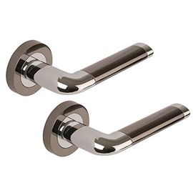 Excel DH3570 Argo Passage Door Handles on Round Rose, Polished Chrome/Black Nickel