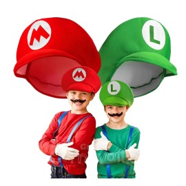 Disfraz Infantil De Fontaneros Tipo Mario Y Luigi Con Gorra