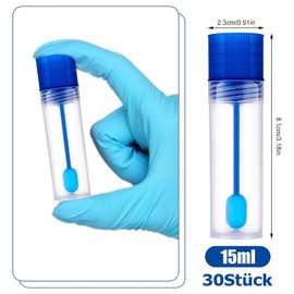 Zbssny Pack of 30 Faecal Sample Tubes (15 ml) with Spoon for Dog and Cat Chair Sample Tube, Examination Tube for Animal Faeces