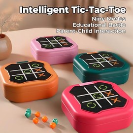 Haugboag Tic Tac Toe Game,7-in-1 Electronic Handheld Board Game for Kids(Orange)