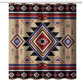 Aztec Shower Curtain for Bathroom Decor Vintage Navajo Tribal Abstract Geometric Ethnic Boho Home Waterproof Shower Curtain with 12 Hooks72x84Inch(183x214cm)