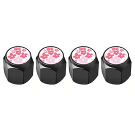 4 Pcs Tire Valve Stem Caps Cover, Metal Air Valve Cap, Aluminum Car Wheel Stem Caps, Universal Stem Covers for Cars, Trucks, Bikes, Motorcycles, Corrosion Resistant (Pink Flower)