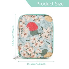 GRVICH Crochet Hooks Case, Crochet Bag, Knitting Needle Case, Crochet Hooks Organizer with Web Pockets for Various Crochet Needles, Knitting Accessories, Crochet Hook Kit Tools (Green Lily)