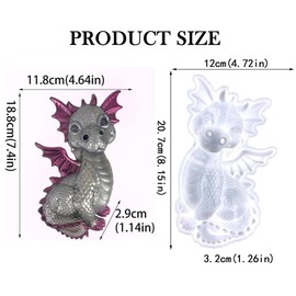 Z-oneMart 2PCS Dragon Resin Molds, 3D Little Flying Dragon Animal Silicone Molds, Dragon Epoxy Resin Molds, 3D Animal Silicone Molds DIY Resin Casting for Wall Hanging Door Desktop,Cabinets Gifts