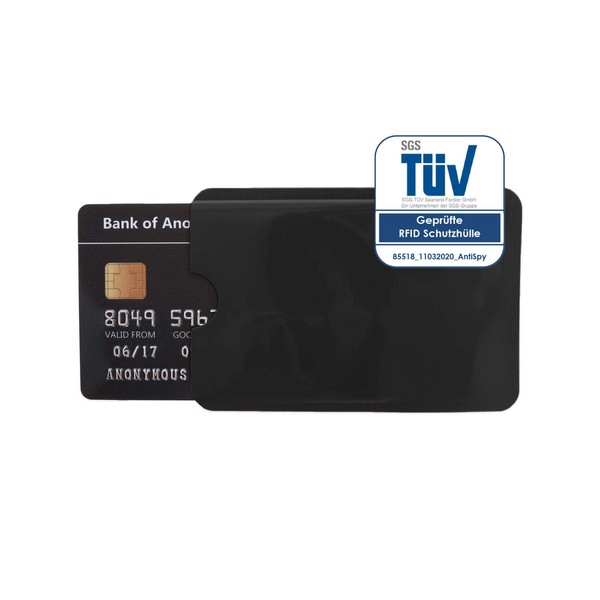 AntiSpyShop RFID protective case, TÜV tested, NFC blocker, credit card,