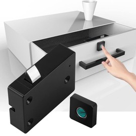 AUTENS Fingerprint Cabinet Locks, Rechargeable USB Keyless Drawer Door Lock, Smart Electronic Biometric Lock for Child Safety, Hidden File DIY Wooden Furniture Privacy Lock for Home Office (Black)