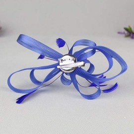 Happyyami Fascinator Hair Clip Feather Flower Ribbon Hair Band Wedding Bridal Hair Accessory with Hair Clip
