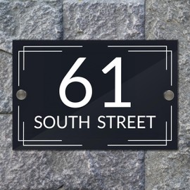 Badgemaster Modern Anthracite House Number Sign Plaque Stainless Steel Standoffs 20cm x 13cm Modern Lines