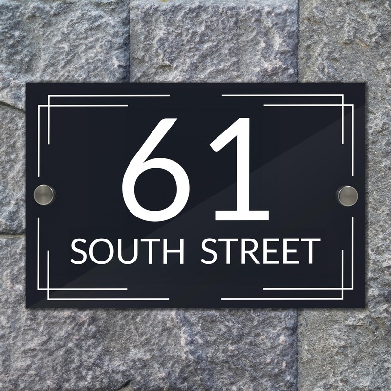 Badgemaster Modern Anthracite House Number Sign Plaque Stainless Steel Standoffs