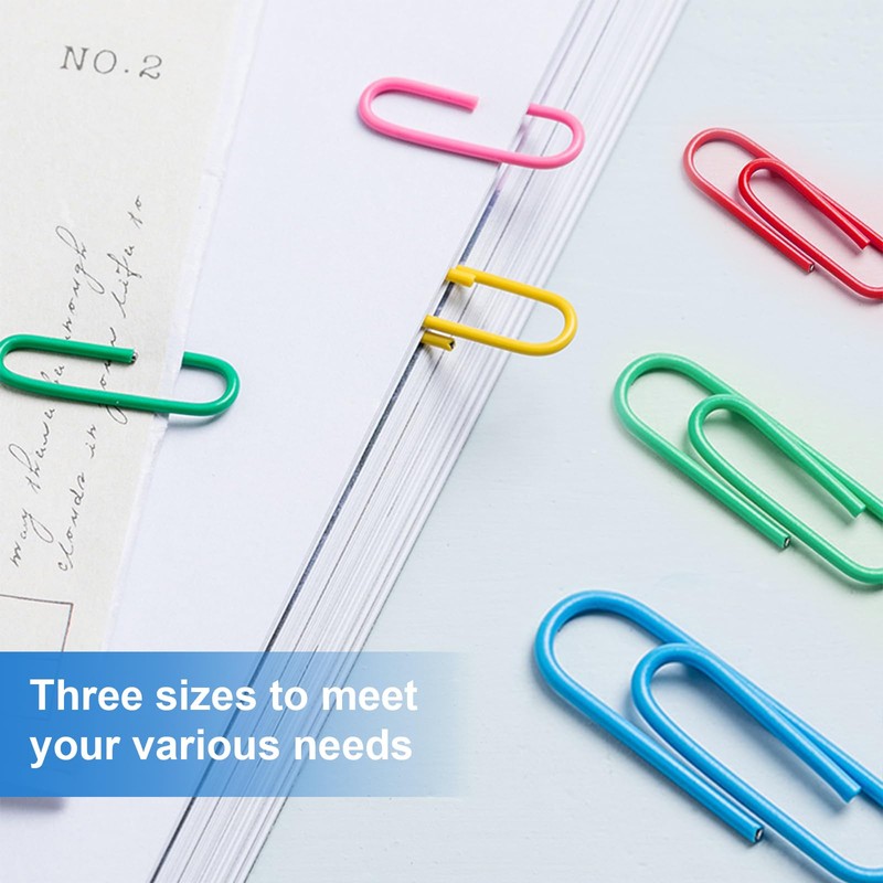Paper Clips Assorted Size 400 Pieces,Large Medium Small Coloured Paperclips,Durable