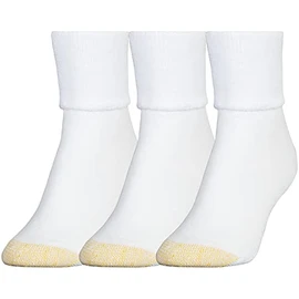 GOLDTOE Women's ULTRATEC Terry Cuff Socks, 3-Pairs, White, Shoe Size: 6-9