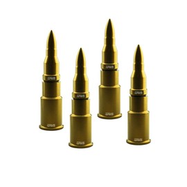 TRUE SPIKE 4 pc 24K Carat Gold Bullet Tire Air Valve Stem CAPS Cover in Heavy Gauge CNC Machined Billet Aluminum Short Compatible with Ford Dodge Ram Nissan Chevy GMC Jeep Isuzu Kia Trucks SUV