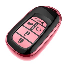 Tukellen for Honda Key Fob Cover, Premium Soft TPU Full Protection Key Fob Case for 2022 2023 2024 Accord Civic HR-V CR-V Pilot Smart 5 Buttons Smart Remote Key Protector (Pink)