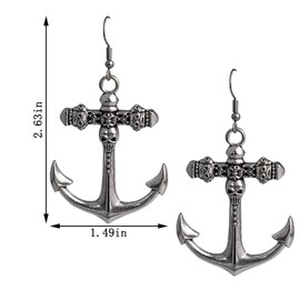 QUPENGXU 2 Pairs Dainty Jesus Christ Crucifix Cross Earrings Gothic Skull Anchor Sailor Drop Dangle Earrings Jewelry For Women (style-4)