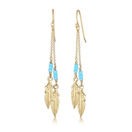 Elli Earrings Feather Bead Boho Hippie Festival 925 Silver, Glass Rubber, None